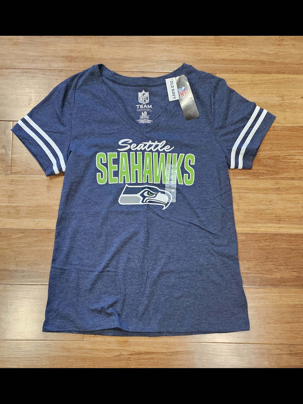 Old Navy Navy & Lime Seattle Seahawks Short Sleeve Tee